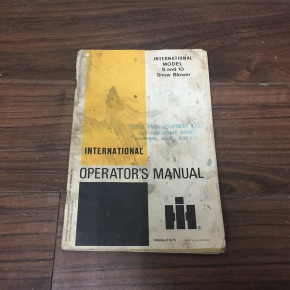 International Harvester IH Model 8 and 10 Snow Blower Manual - Picture 1 of 12
